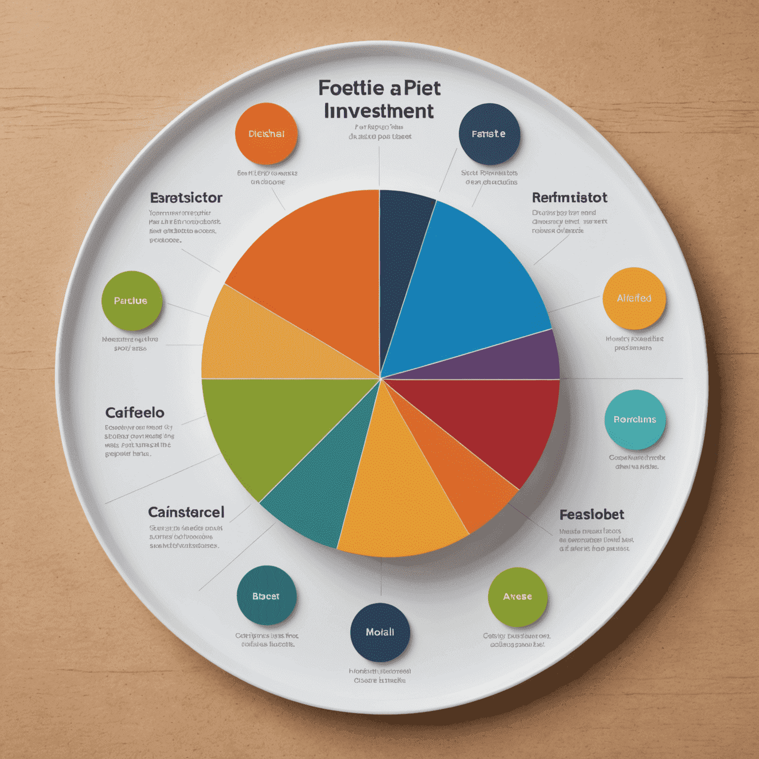 A pie chart showing a well-diversified investment portfolio across various asset classes