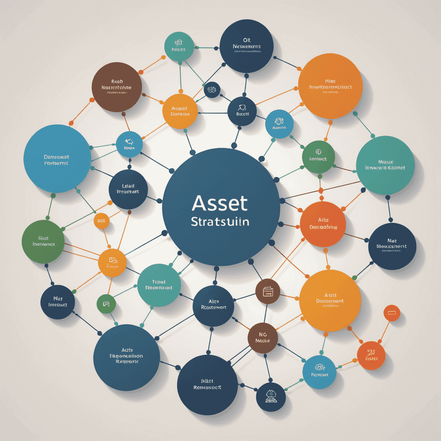 A visual representation of diversification strategies showing interconnected nodes representing different asset classes, geographic regions, and investment types