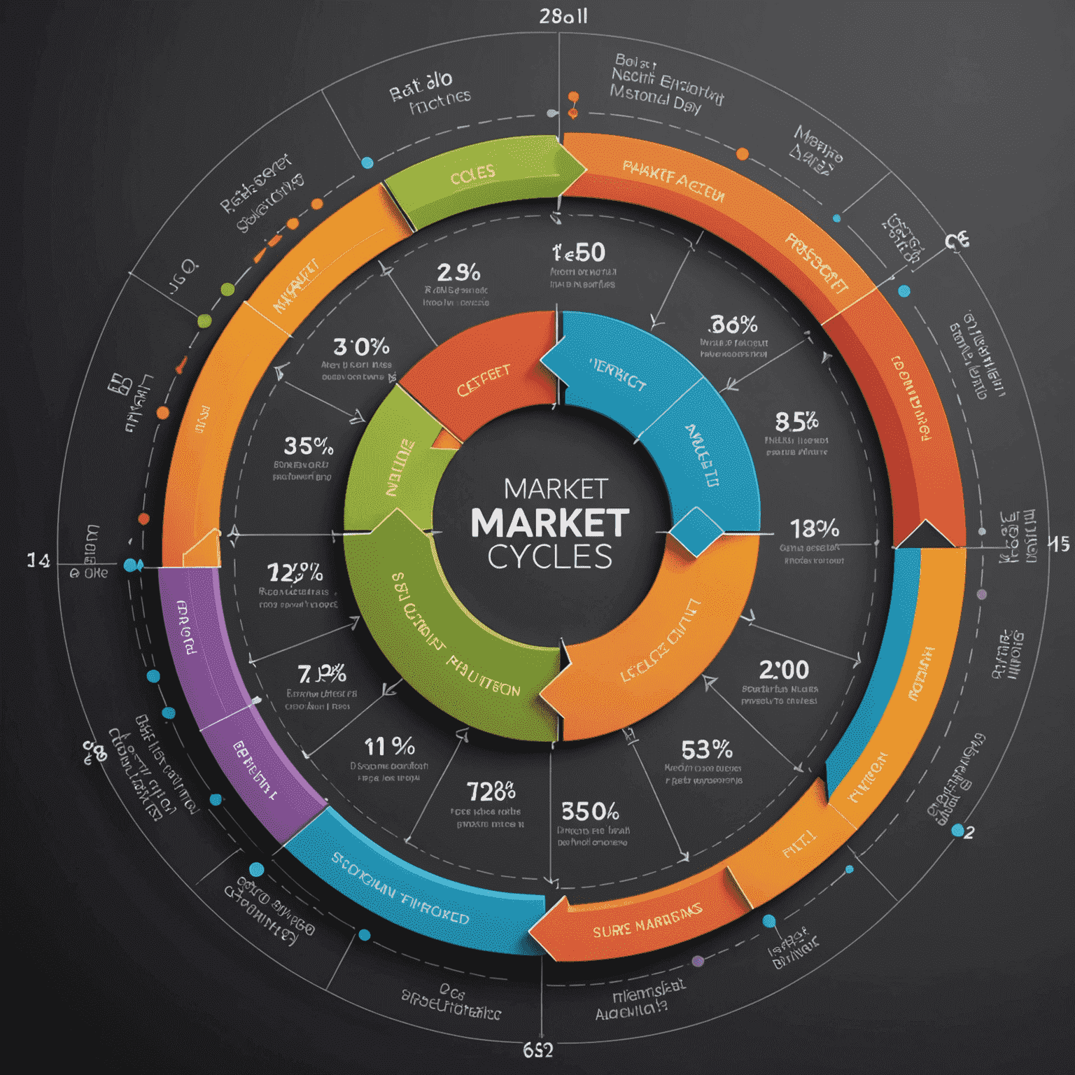 A circular diagram illustrating the different phases of market cycles